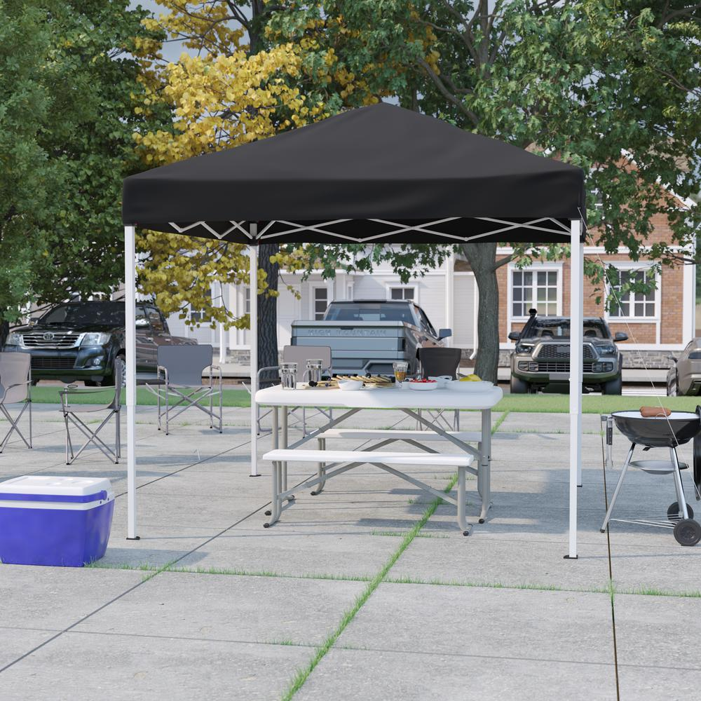 8'x8' Black Outdoor Pop Up Event Slanted Leg Canopy Tent with Carry Bag