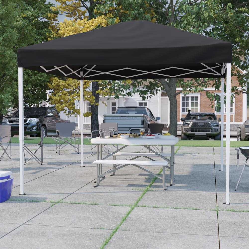 10'x10' Black Outdoor Pop Up Event Slanted Leg Canopy Tent with Carry Bag